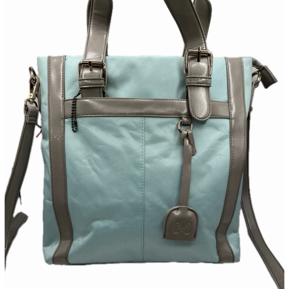 Coco & Carmen Blue Grey Nylon Vinyl Handbag
